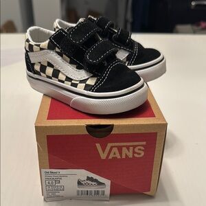 Vans Old Skool V Black and White Checkered Toddler Sneakers